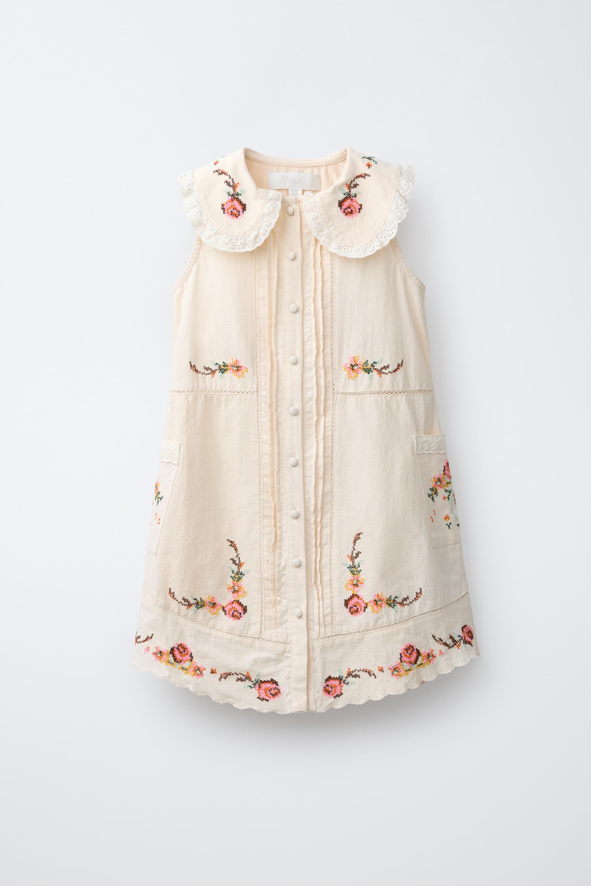 EMBROIDERED PETER PAN COLLAR DRESS